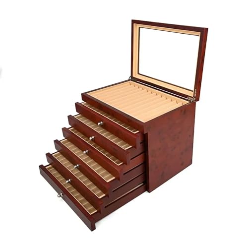 WLIHDB Stift-Displaybox Lack Holz Füllfederhalter Display Organizer Box Collector 12/23/34/78 Slots FüR Die Aufbewahrung Von Stiftboxen(Dark Red-78pens) von WLIHDB
