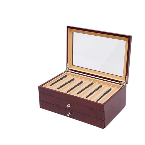 WLIHDB Stift-Displaybox Stiftevitrine, 3-lagige Stifteaufbewahrungsbox mit großer Kapazität, Retro-Sammelbox for Stifte, Kugelschreiber, Markierstifte FüR Die Aufbewahrung Von Stiftboxen(Black) von WLIHDB