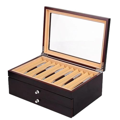 WLIHDB Stift-Displaybox Stiftevitrine, 3-lagige Stifteaufbewahrungsbox mit großer Kapazität, Retro-Sammelbox for Stifte, Kugelschreiber, Markierstifte FüR Die Aufbewahrung Von Stiftboxen(Red) von WLIHDB