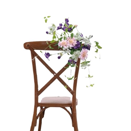 WLIHDB StuhlrüCken Blume 1 Pcs Seide Künstliche Rose for Stuhl Decor Elegante Hochzeit Stuhl Zurück Blume Outdoor Haar Dekorationen for Bankett FüR Hochzeiten(Purple) von WLIHDB