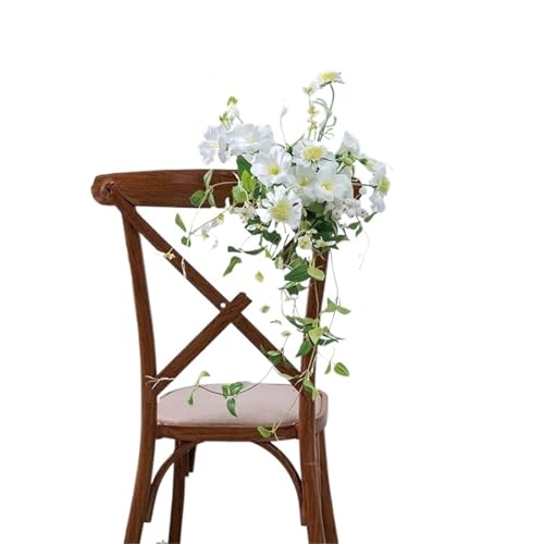 WLIHDB StuhlrüCken Blume 1 Pcs Seide Künstliche Rose for Stuhl Decor Elegante Hochzeit Stuhl Zurück Blume Outdoor Haar Dekorationen for Bankett FüR Hochzeiten(White) von WLIHDB