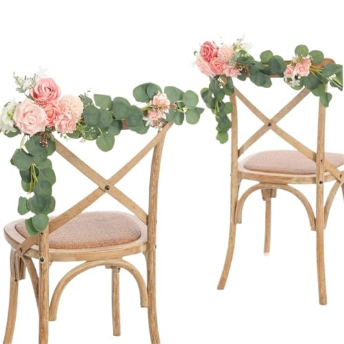 WLIHDB StuhlrüCken Blume 2 Pcs Hochzeit Stühle Zurück Blumen Elegante Stuhl Dekorationen for Party Dekorative Stuhl Zurück Floral FüR Hochzeiten(Pink) von WLIHDB