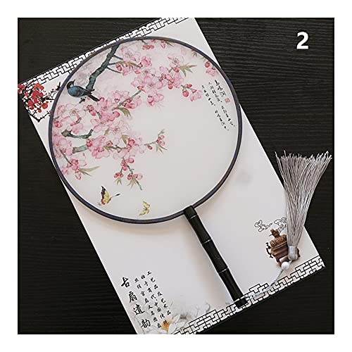 Faltfächer im chinesischen Stil, runder Fächer mit Holzgriff, tragbar, bedruckt, Vintage-Fächer, Tanz, Hochzeitsgeschenke, Handfächer (Farbe: 18) (2) von DLAZUM