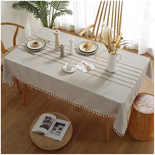 Baumwolle Leinen Tischdecke 115x200cm Abwaschbar Quasten Dekorations Tischtuch Elegante Rechteckige Staubdicht Tischdecken, Tischwäsche für Home Küche Tischdekoration von WLL