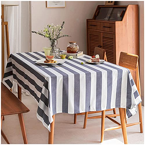 Gestreifte Quaste Tischdecke, 80x145cm, Baumwoll Leinen Rechteck Staubdichte Tischdecke, waschbare Tischdecke für die Küche Tischdekoration von WLL
