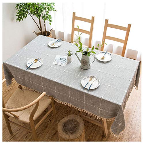 WLI Waschbare Tischdecke, 80x120cm, Grau dekorative Tischdecke aus Baumwollleinen, rechteckige, staubdichte Couchtischabdeckung für den Küchengarten von WLL
