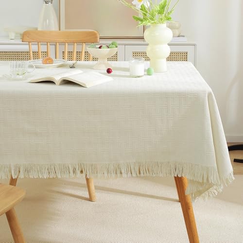WLLDDDIU Tischdecke, Rechteckige Tischdecke mit Fransen, Boho Stil, Beige, Gestreift, Gewebte Tischdecke Aus Baumwollleinen, Waschbar, Staubdicht, Bauernhaus Tischdecke für Garten, Café, Terrasse, WLLDDDIU Tischdecke, Rechteckige Tischdecke mit Fransen, Boho Stil, Beige, Gestreift, Gewebte Tischdecke Aus Baumwollleinen, Waschbar, Staubdicht, Bauernhaus Tischdecke für Garten, Café, Terrasse, von WLLDDDIU