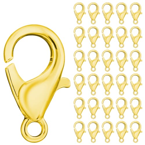WLLHYF 100 Stück Karabinerverschluss silberne Karabinerverschlüsse Karabinerverschluss für Schmuckherstellung DIY-Halskette Armband Ohrring-Zubehör 12 mm (Gold, 100 Stück) von WLLHYF