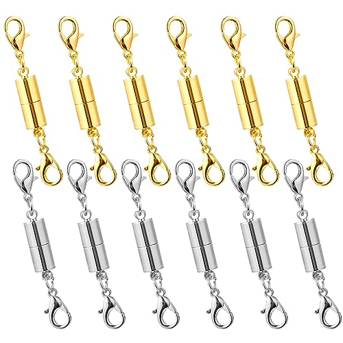 WLLHYF 12 Stück goldfarbener und silberfarbener magnetischer Karabinerverschluss für Schmuck, Verschlussverschlüsse und Verschlüsse, Armband-Karabinerverschluss, DIY-Halskette, Armband, Bastelbedarf WLLHYF 12 Stück goldfarbener und silberfarbener magnetischer Karabinerverschluss für Schmuck, Verschlussverschlüsse und Verschlüsse, Armband-Karabinerverschluss, DIY-Halskette, Armband, Bastelbedarf von WLLHYF
