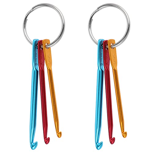 WLLHYF 6-teiliges Häkelnadel-Set mit Schlüsselanhänger, Miniatur, Zinklegierung, bunt, 3/4/5 mm, ideal für Reisen und Outdoor-Aktivitäten von WLLHYF