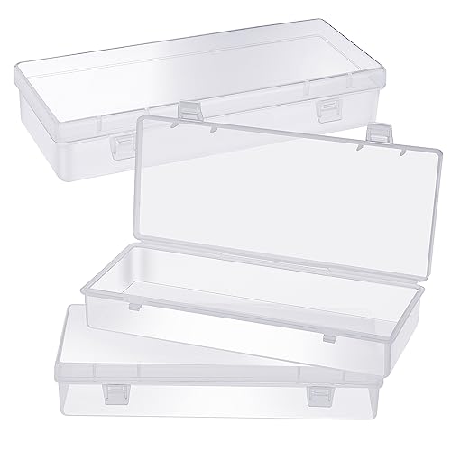 WLLHYF Kleine Kunststoff-Aufbewahrungsbehälter mit Scharnierdeckel, rechteckig, transparent, für Perlen, Schmuck und Bastelartikel, 3 Stück (15,5 x 6,5 x 3,5 cm) von WLLHYF
