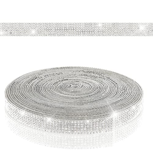 WLLHYF Kristall Strassband, 1.4 cm x 8.2m Selbstklebend Glitzersteine Bling Band DIY Diamant Band für Hochzeit Geburtstag Kunstwerke Dekoration von WLLHYF