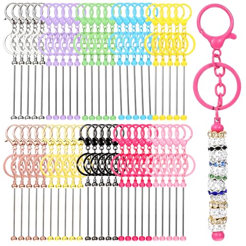 WLLHYF Perlen-Schlüsselanhänger, bunt, Metall, DIY, mehrfarbig, Schlüsselanhänger, Zubehör, DIY-Zubehör für Handwerk, Schmuckherstellung, 50 Stück WLLHYF Perlen-Schlüsselanhänger, bunt, Metall, DIY, mehrfarbig, Schlüsselanhänger, Zubehör, DIY-Zubehör für Handwerk, Schmuckherstellung, 50 Stück von WLLHYF
