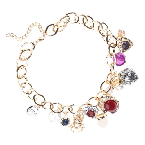 WLNEXT Elegante Statement-Halskette, goldfarbene blaue Perlen, Vintage-Stil für Damen, mit Charme und Edelsteinen für den täglichen Gebrauch WLNEXT Elegante Statement-Halskette, goldfarbene blaue Perlen, Vintage-Stil für Damen, mit Charme und Edelsteinen für den täglichen Gebrauch von WLNEXT