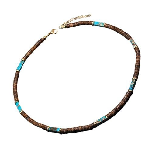WLNEXT Retro-Halskette, kreativer trendiger Halsschmuck aus brauner Kokosnussschale, Holzperlen und Naturstein-Anhänger WLNEXT Retro-Halskette, kreativer trendiger Halsschmuck aus brauner Kokosnussschale, Holzperlen und Naturstein-Anhänger von WLNEXT