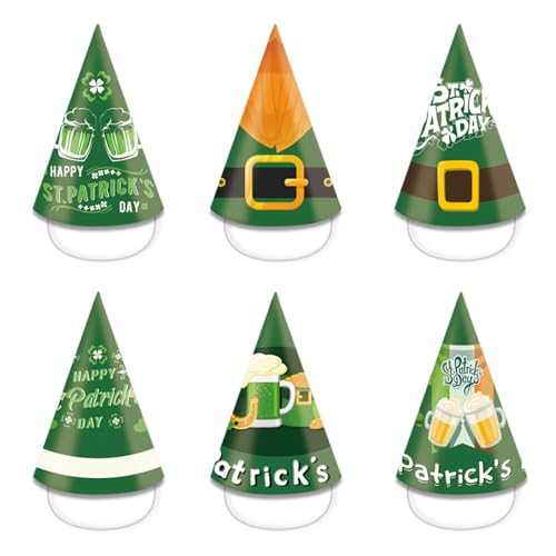 WLNEXT StPatrick Day Feier Papierhut Festival Party Grün Koboldhut Kleeblatt Spitzhut Irische Party Zubehör 6 Stück WLNEXT StPatrick Day Feier Papierhut Festival Party Grün Koboldhut Kleeblatt Spitzhut Irische Party Zubehör 6 Stück von WLNEXT
