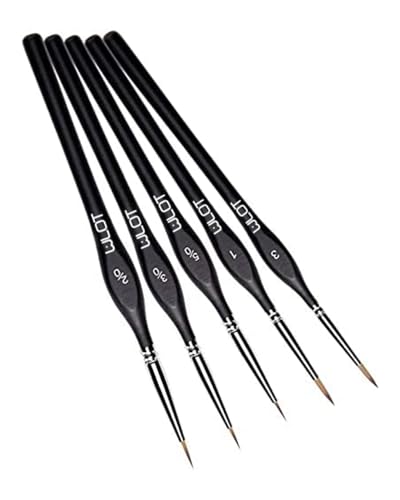 Pinselset Malen – Feine Detail Pinsel für Acryl Aquarell Modellbau, 5 Stück Malpinsel Set für Künstler | ideal für Acrylfarben Wasserfarben Miniaturen und Nageldesign. von WLOT