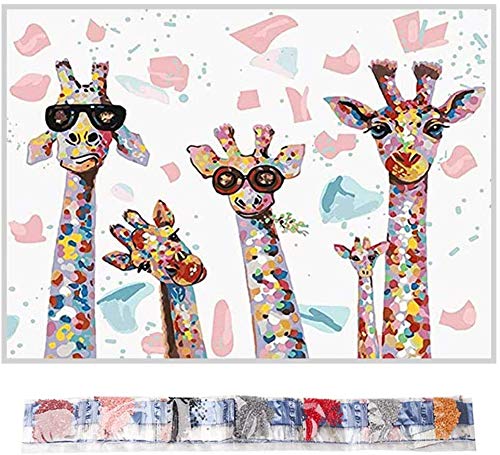 WLOT 5D Diamond Painting Kit Giraffe Bunt, DIY 5D Diamond Painting Disney Rhinestone Embroidery Cross Stitch Arts Craft for Home Wall Decor 45 x 35 cm von WLOT