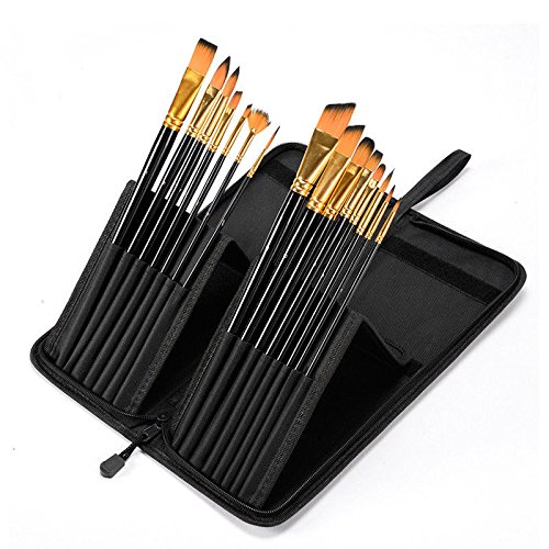 WLOT Künstlerpinsel-Set für Aquarell, Acryl, Öl & Gesichtsmalerei - 15 Stück Assorted Paint Pinsel mit Tragetasche/Pop Up Stand, Kunst Zeichnung Zubehör Set für Künstler, Anfänger, Studenten. von WLOT