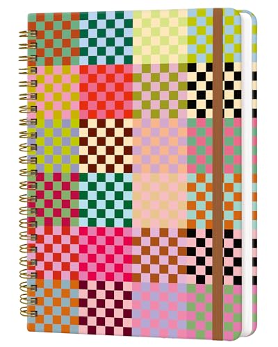 WLPFSAHF Spiral-Tagebuch für Frauen, Hardcover, A5, College-Notizbuch, liniert, 120 Seiten, dickes Papier, niedliches liniertes Tagebuch für Schule, Büro und Arbeit, 15,2 x 21,3 cm (bunt kariert) von WLPFSAHF