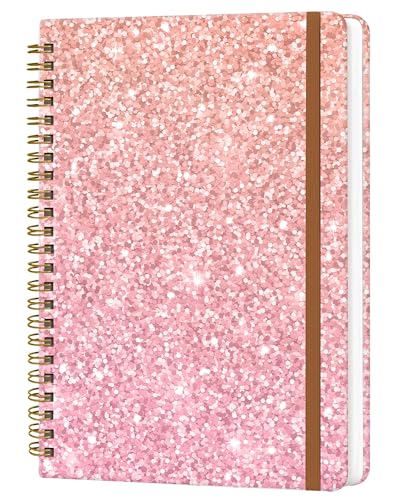 WLPFSAHF Spiral-Tagebuch für Frauen, Hardcover, A5, College-Notizbuch, liniert, 120 Seiten, dickes Papier, niedliches liniertes Tagebuch für Schule, Büro und Arbeit, 15,2 x 21,3 cm (rosa Skalen) von WLPFSAHF