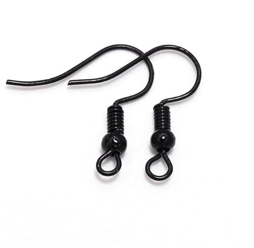 Ohrringhaken, hypoallergen, Fischhaken mit Kugel- und Spiraldraht, Schmuckzubehör für DIY-Schmuckherstellung, Ersatzteile, Schmuckzubehör, 100 Stück, Schwarz, 20 x 17 mm Ohrringhaken, hypoallergen, Fischhaken mit Kugel- und Spiraldraht, Schmuckzubehör für DIY-Schmuckherstellung, Ersatzteile, Schmuckzubehör, 100 Stück, Schwarz, 20 x 17 mm von WLSuDHoncc