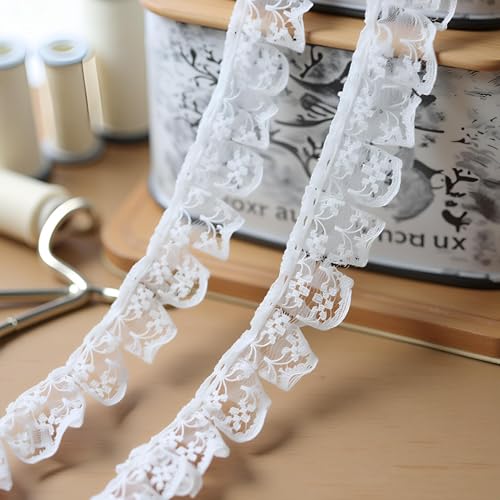 Weißes 10 Meter plissiertes Organza-Spitzenrand, gerafftes Netzband, 2 cm breit, Vintage-Stil, Bordüre, Stoff, bestickte Applikation, Nähen, Handwerk, Hochzeit, Brautkleid, Verzierung, DIY-Dekoration Weißes 10 Meter plissiertes Organza-Spitzenrand, gerafftes Netzband, 2 cm breit, Vintage-Stil, Bordüre, Stoff, bestickte Applikation, Nähen, Handwerk, Hochzeit, Brautkleid, Verzierung, DIY-Dekoration von WLSuDHoncc