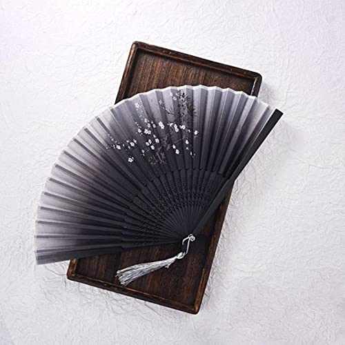 WLTY Vintage Silk Folding Fan Retro Chinese Japanese Bamboo Hand Folding Fan Dance Hand Fan Home Decoration Ornaments Craft Gift Fan von WLTY