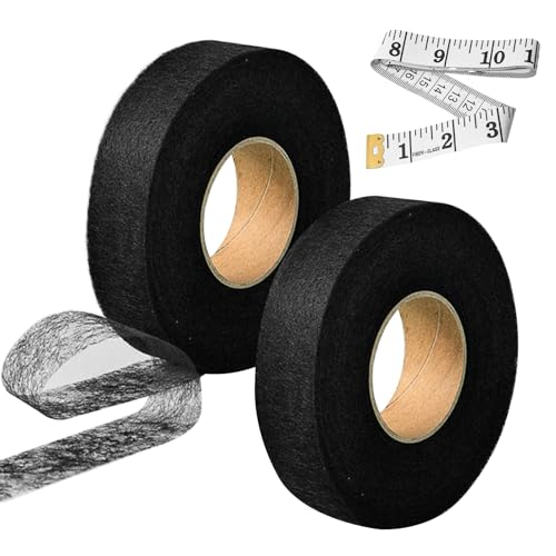 WLUOS 2 Stück 64M Hemming Tape Bügelband zum Aufbügeln Ironing Tape Hochwertiges Saumfließ Saumband zum Aufbügeln mit Maßband für Trousers Vorhang Hosen Kleidung Jeans, 4CM von WLUOS