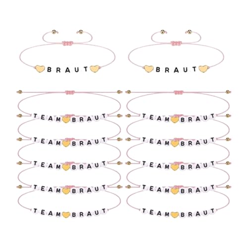 12 Stück Team Braut Armbänder Set,Jga Armbänder Team Bride Frauen Deko Junggesellinnenabschied,Junggesellenabschied Frauen Poltern,Hen Bachelorette Party Accessoires Rosa für Brautjungfer Geschenke von WLVinson