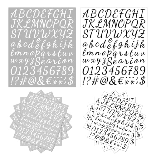 14 Blätter Buchstaben Aufkleber Selbstklebende klebebuchstaben Wetterfest Sticker Buchstaben zum Aufkleben Buchstabenaufkleber Nummern für Schultüte Postfach DIY Scrapbook Grußkarte (Schwarz/Weiß) von WLVinson