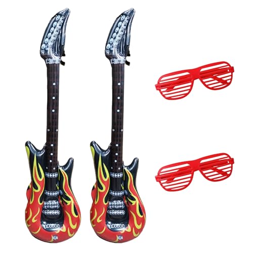 2 Stück Aufblasbare Gitarre 90 cm mit 2 Stück Rote Gläser,Luftgitarren zum Aufblasen,Gitarre Aufblasbar mit Roten Blenden,Lustiges Spielzeug für Kinder&Erwachsene für Karneval,Party,Musikalische Deko 2 Stück Aufblasbare Gitarre 90 cm mit 2 Stück Rote Gläser,Luftgitarren zum Aufblasen,Gitarre Aufblasbar mit Roten Blenden,Lustiges Spielzeug für Kinder&Erwachsene für Karneval,Party,Musikalische Deko von WLVinson