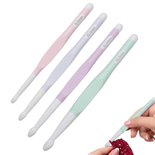 4 Stück Häkelnadel Set,Ergonomisch Kunststoff Häkelnadeln mit Gummigriff für Profis & Anfänger,Häkelzubehör,Clover Häkelnadel für Pullover,Schals,Teppiche,Häkelhaken Zubehör (8 mm,10 mm,12 mm,15 mm) 4 Stück Häkelnadel Set,Ergonomisch Kunststoff Häkelnadeln mit Gummigriff für Profis & Anfänger,Häkelzubehör,Clover Häkelnadel für Pullover,Schals,Teppiche,Häkelhaken Zubehör (8 mm,10 mm,12 mm,15 mm) von WLVinson