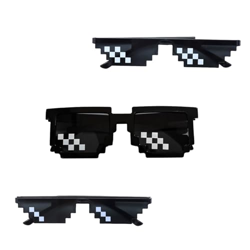 3 Stück Sonnenbrille Mosaik Brille,Party Brillen,Sonnenfinsternis Brille,Lustige Brille Fasching,Kostüm Herren Lustig,Rave Accessoires,Party Zubehör Lustiges,Cosplay Pixel Brille für Minecraft Costume 3 Stück Sonnenbrille Mosaik Brille,Party Brillen,Sonnenfinsternis Brille,Lustige Brille Fasching,Kostüm Herren Lustig,Rave Accessoires,Party Zubehör Lustiges,Cosplay Pixel Brille für Minecraft Costume von WLVinson