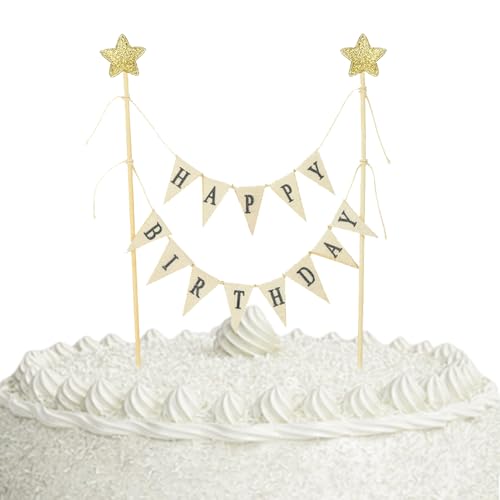 Happy Birthday Tortendeko,Cake Topper Geburtstag,Happy Birthday Kuchen Deko Geburtstag,Cake Decoration,Vintage Kuchen Girlande, Tortenstecker Set,Mini Kuchendeko Banner für Geburtstagsfeier liefert von WLVinson