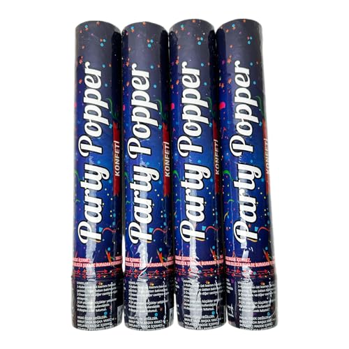 4x Party-Popper je 30 cm. 5m Effekthöhe. Konfetti-Shooter, Konfettibombe, Konfettikanone für Hochzeit, Geburtstag, Feier, Silvester, Private Partys (Bunt) von WLX