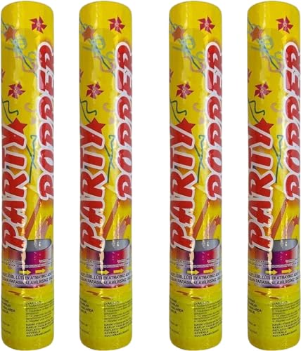 4x Party-Popper je 30 cm. 5m Effekthöhe. Konfetti-Shooter, Konfettibombe, Konfettikanone für Hochzeit, Geburtstag, Feier, Silvester, Private Partys (Gold) von WLX