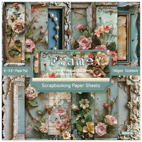 24 Blatt Scrapbook Papier Journaling Scrapbooking Supplies Ästhetisches dekoratives Bastelpapier für Planer, Bullet Journaling, Junk Journal, Basteln von WLXTREE