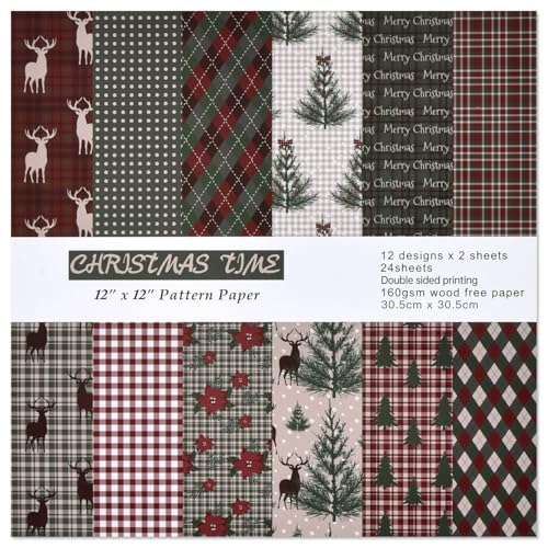 24 Blatt Weihnachts-Scrapbook Papier, doppelseitiges Weihnachtsmuster, Weihnachtsdekoration, Bastelpapier für Kartenherstellung, Scrapbook-Zubehör 24 Blatt Weihnachts-Scrapbook Papier, doppelseitiges Weihnachtsmuster, Weihnachtsdekoration, Bastelpapier für Kartenherstellung, Scrapbook-Zubehör von WLXTREE
