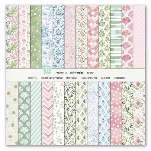 Scrapbook-Papier, 30,5 x 30,5 cm, 24 Blatt/24 Designs, doppelseitig, bunt, Scrapbooking-Block, dekoratives Papier für Junk-Tagebücher, Grußkarten, Dekoration von WLXTREE
