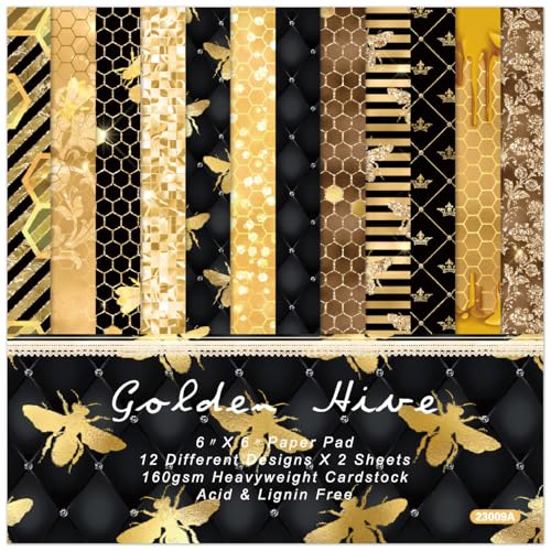 Scrapbook-Papierblock, 15,2 x 15,2 cm, einseitiges Bienenmuster, Decopodge-Kartonpapier für Scrapbooking, DIY, dekorativer Hintergrund, Kartenherstellung, Junk-Tagebuch, Bastelbedarf Scrapbook-Papierblock, 15,2 x 15,2 cm, einseitiges Bienenmuster, Decopodge-Kartonpapier für Scrapbooking, DIY, dekorativer Hintergrund, Kartenherstellung, Junk-Tagebuch, Bastelbedarf von WLXTREE