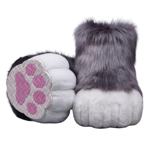 WLYEZAU Japanische Fursuitpfoten, KIG Furry Animal Paws, Künstlicher Plüschstoff, Outdoor Fursuitpfoten, Rollenspielzubehör(K) von WLYEZAU