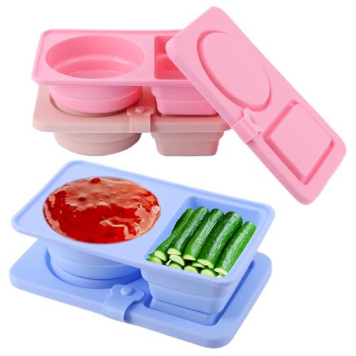 WMFASBAG 3pcs Doppelkompartiment Silikon-Snack-Behälter und Leckdosenlager-Lagerbehälter Multifunktionssauce-Gewürzbehälter for Reisebüro-Picknick WMFASBAG 3pcs Doppelkompartiment Silikon-Snack-Behälter und Leckdosenlager-Lagerbehälter Multifunktionssauce-Gewürzbehälter for Reisebüro-Picknick von WMFASBAG