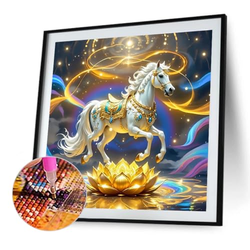 WMFASBAG 5D-Diamantgemälde zum Selbermachen, runder Bohrer, Pferd, Heimdekoration, Kunst, 40 x 40 cm von WMFASBAG
