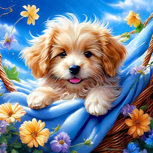 WMFASBAG 5d DIY Vollrunde Bohrer Diamant Malerei Hunde Kit Home Decor Art 40x40 cm von WMFASBAG
