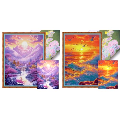 WMFASBAG Vollstickerei-Kreuzstich-Set aus Öko-Baumwolle, 9 CT, bedruckt, Landschaft, Kreuzstich-Set, 60 x 80 cm von WMFASBAG