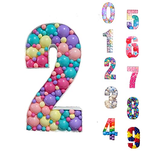 Ballon Mosaik Zahl Stand 70cm Stand-Up Mosaik-Bausatz Zahl geformt Ballonrahmen für Geburtstag Party und Abschlussfeiern Dekoration(Ballons nicht enthalten) (2) von WMLBK