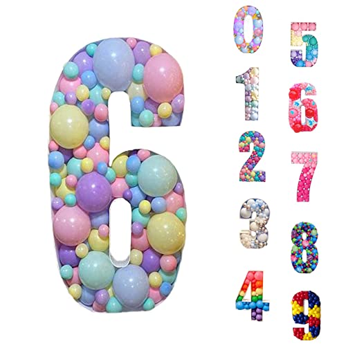 Ballon Mosaik Zahl Stand 70cm Stand-Up Mosaik-Bausatz Zahl geformt Ballonrahmen für Geburtstag Party und Abschlussfeiern Dekoration(Ballons nicht enthalten) (6) von WMLBK