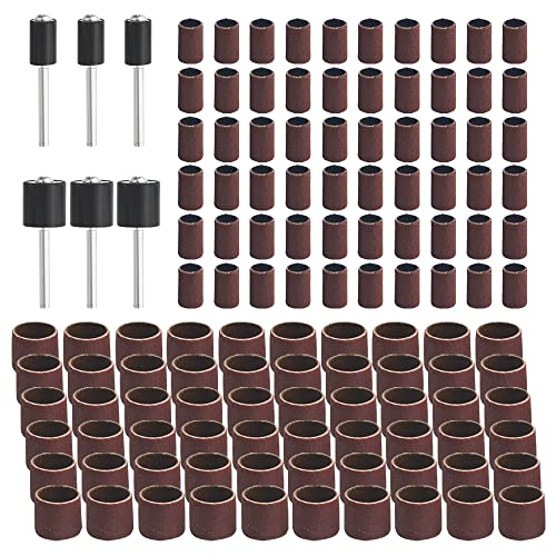 WMYCONGCONG 120 PCS Trommelschleiferset 3/8" 5/8" 240 Grits Schleiftrommeln mit 6 PCS Trommeldornen für Dremel Rotary Tool von WMYCONGCONG