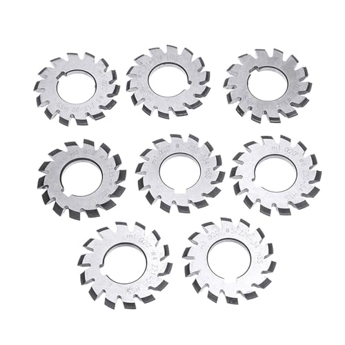 WMYDNXXT HSS-Zahnradfräser, 8 Stück, HSS-Stirnradfräser, Scheibenzahnradfräser, Eingriffswinkel 20 Grad, Zylinderrad (M1, 1,25,5,75, 2, 3_M3)(8pcs(no.1-no.8)-m2.25) von WMYDNXXT